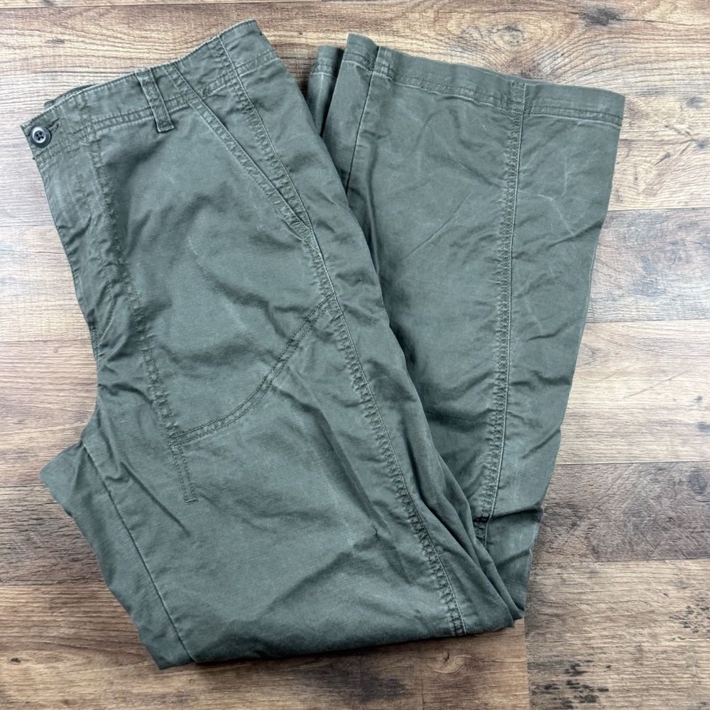 LL BEAN Signature  Pants Womens Size 12 Green Hiking Outdoor Wide Leg High Waist